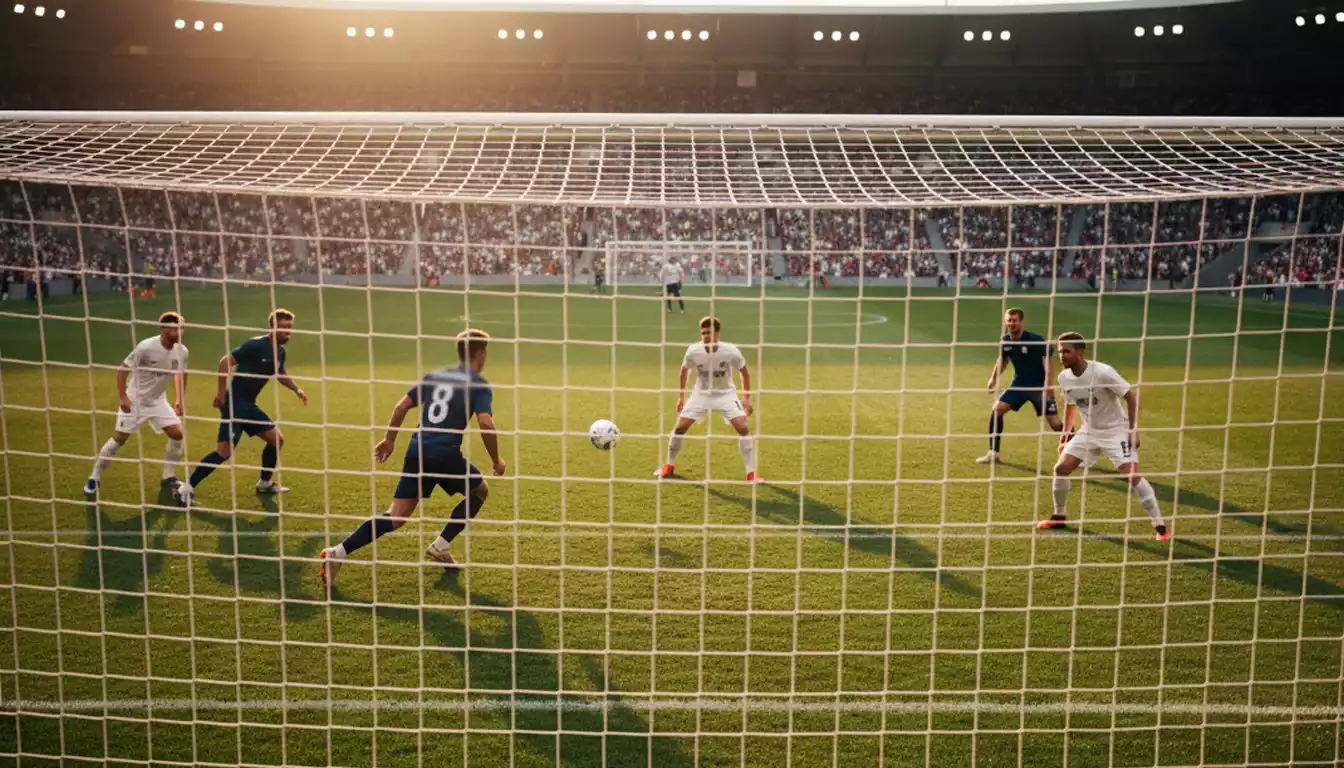 Partido de fútbol con el equipo favorito dominando en el campo