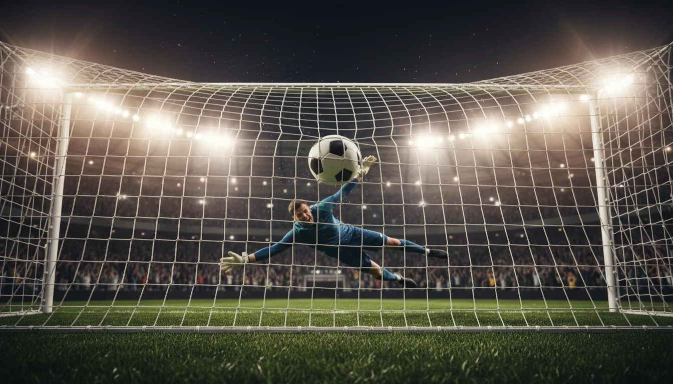 Balón de fútbol entrando en la portería durante un partido