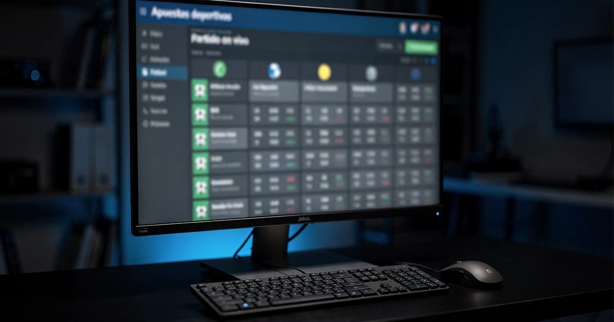 Pantalla mostrando diferentes opciones de mercados en partido de fútbol